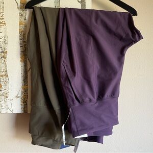 Old Navy high waisted PowerSoft 7/8 joggers large purple and green lot of 2
